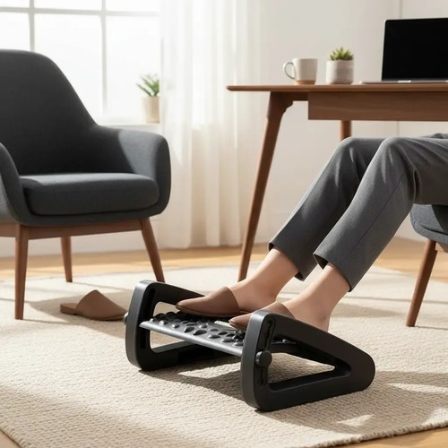 Apoio Para Pés Ergonômico Ajustável Com Massageador