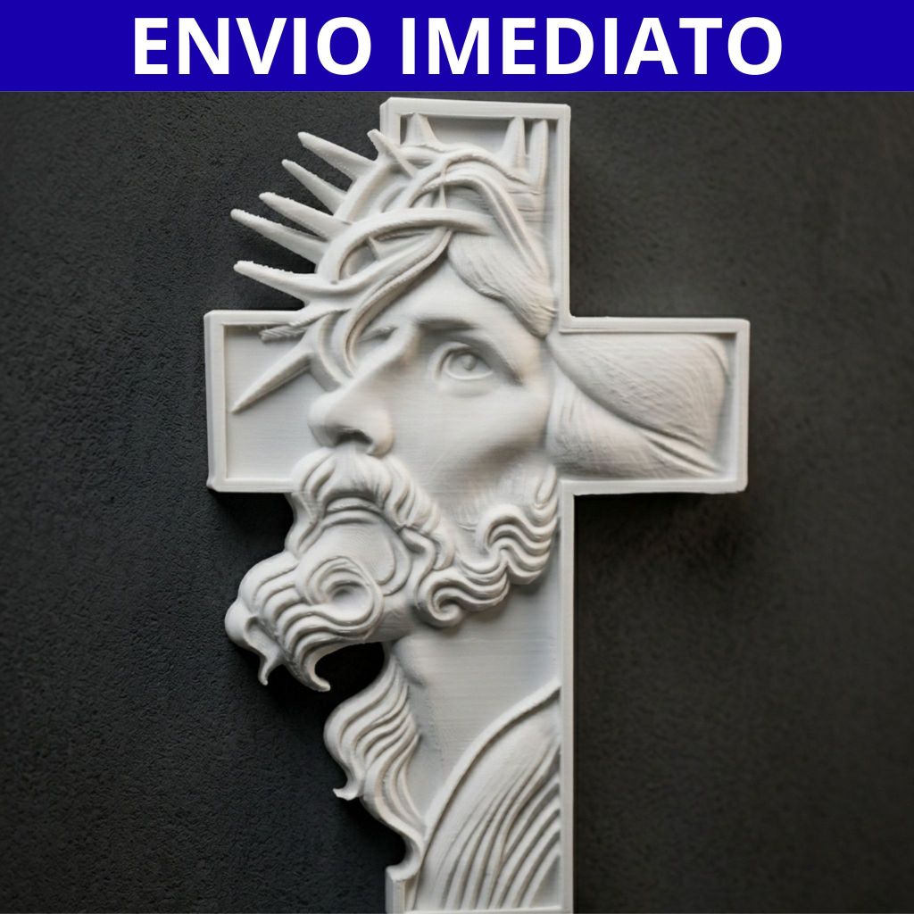 Quadro Cruz Rosto Jesus Cristo Pequena 3D Placa Decorativa Parede Fé Presente Religioso Moderno Cristão Artigo Religioso