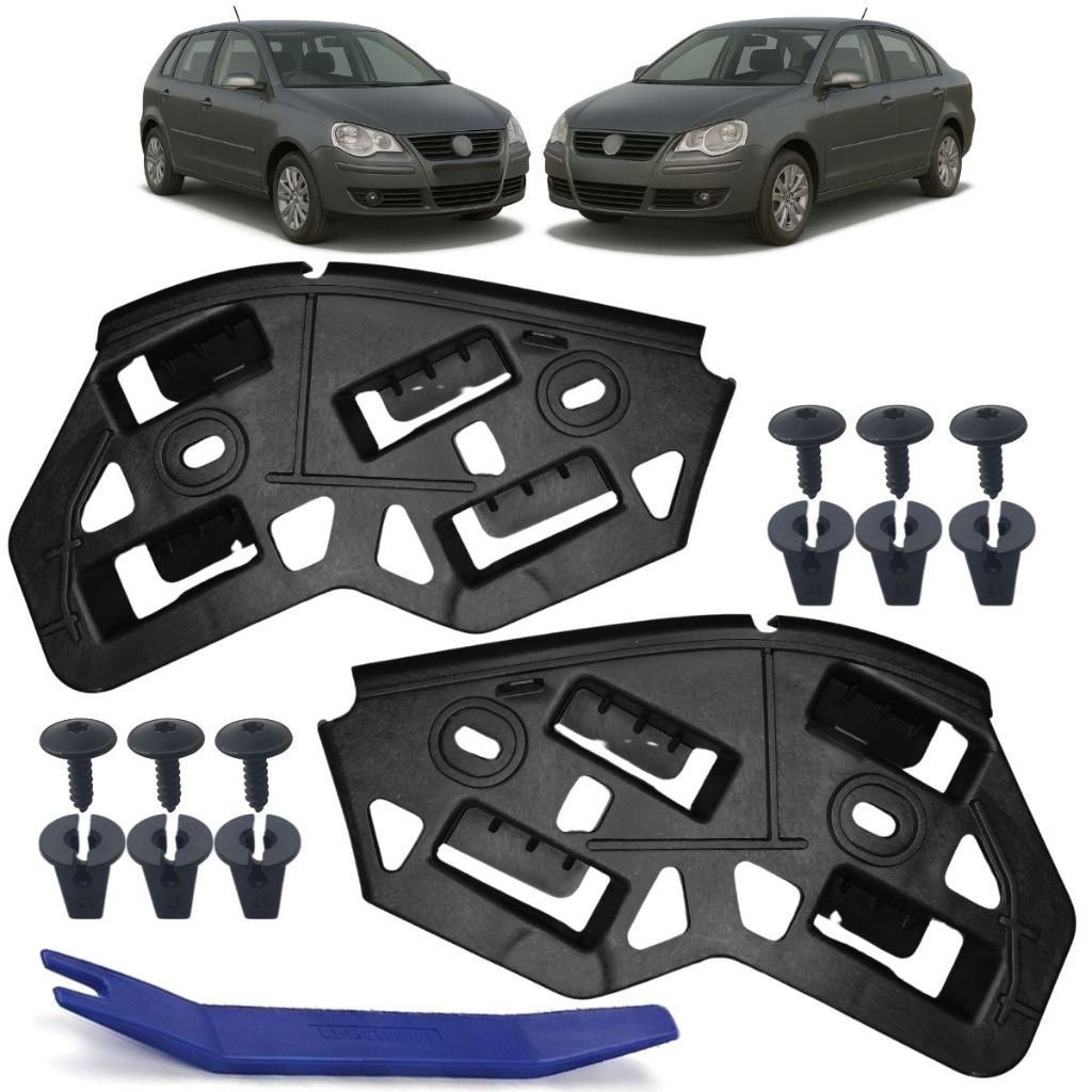 Par Guia Garra Suporte Parachoque DIanteiro Para Vw Polo 2007 2008 2009 2010 até 2012 Todos