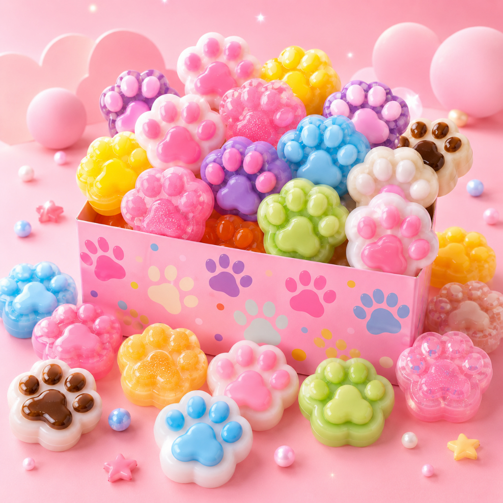 Squishy Mini Patinha de Gato Antiestresse Macio Kawaii Colorido Brinquedo Sensorial