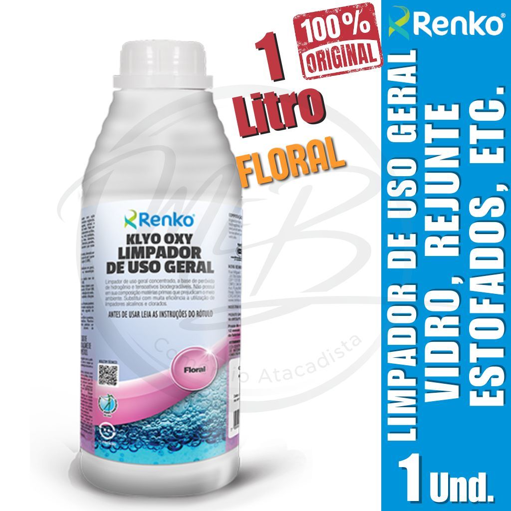 Limpador Renko Oxy Floral 1L Multiuso Concentrado Alta Performance Fragrância Floral