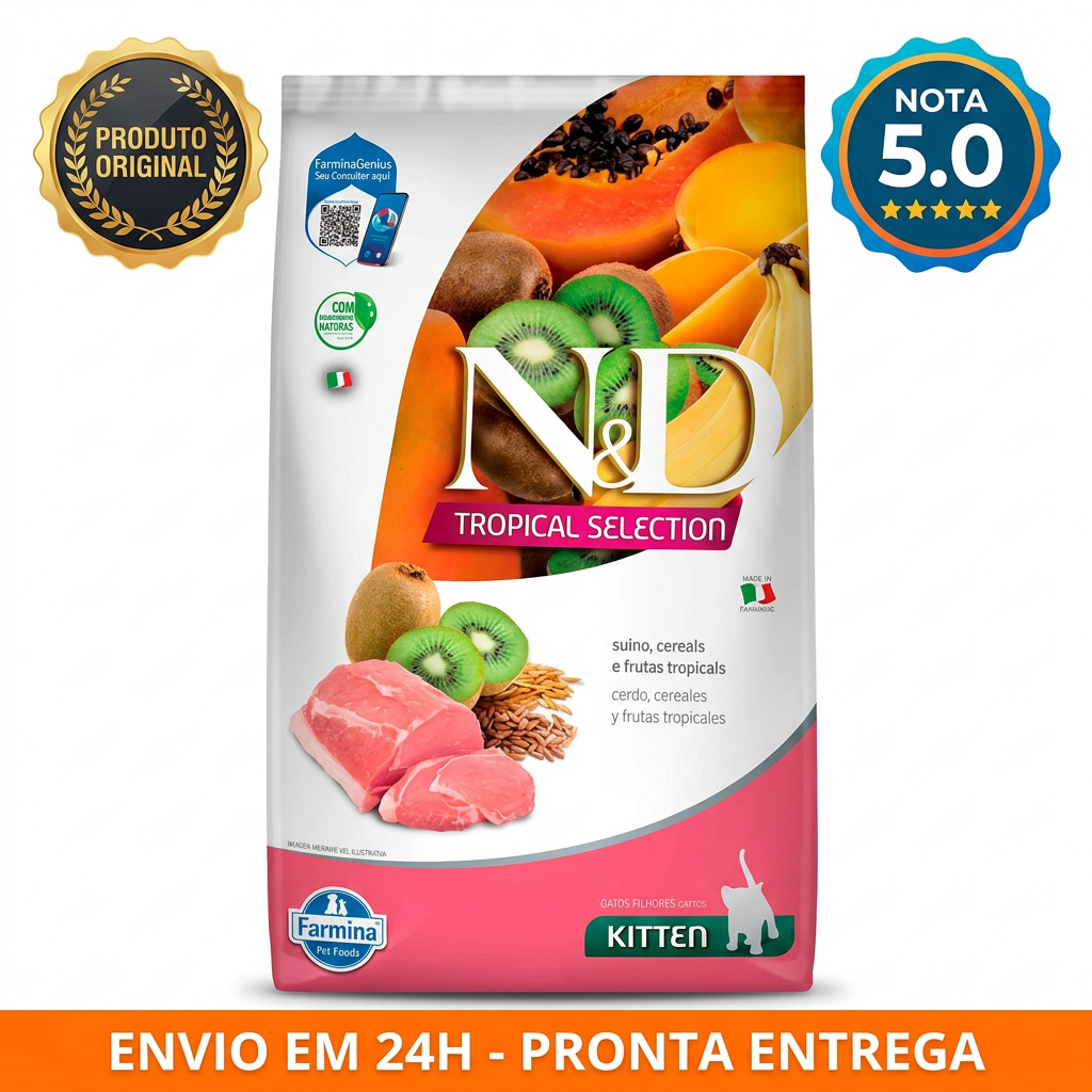 Ração N&D Tropical Selection Gatos Filhotes Suíno Farmina Super Premium Original Pronta Entrega
