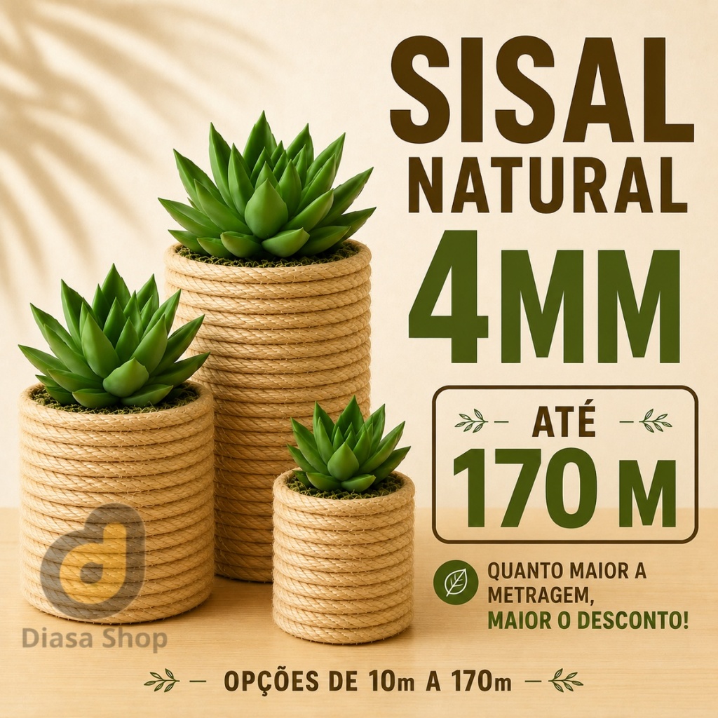 corda sisal 4mm 3 pontas 170 metros para Arranhadores, Decorações, lustres