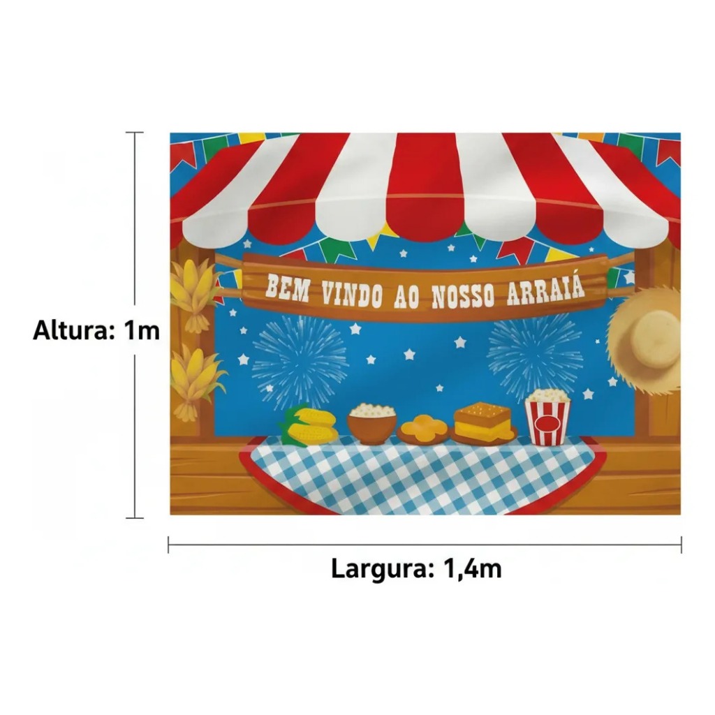 Painel em TNT Estampado Arraia Festa Junina Retalho Decoração Parede Toalha de Mesa Evento Aniversário Festas