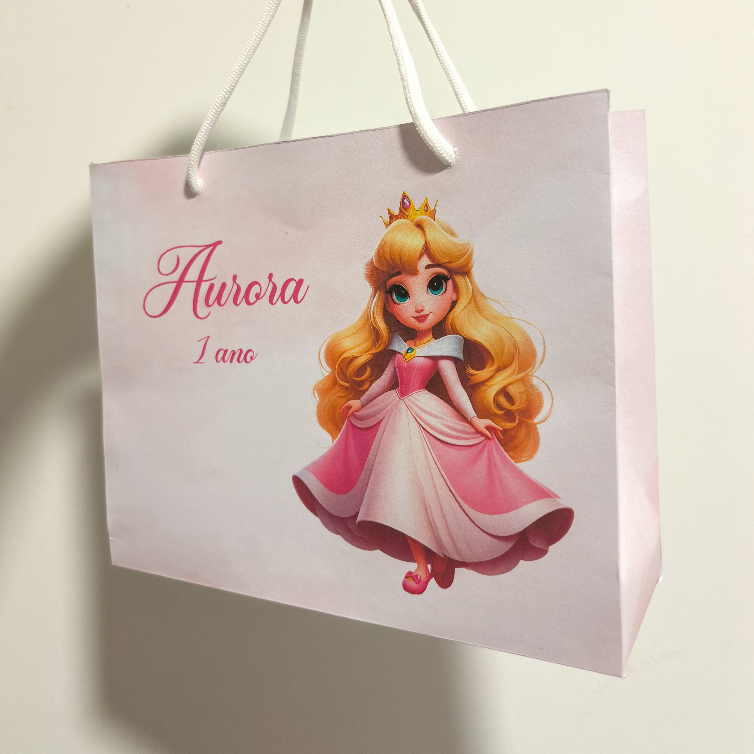 Sacolinha Sacola Personalizada | Chá de bebe | Lembrancinha Princesa Aura A bela adormecida baby