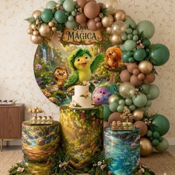 Kit Capas Tema Como Mágica Painel + Cilindros Decoração Festa Desenho Infantil Menino Menina Lançamento
