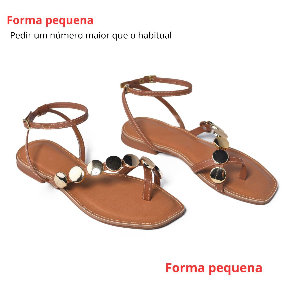 Detalhes do Sandália Rasteirinha Feminina Medalha Dedo Abs Enfeite Tiras Luxo