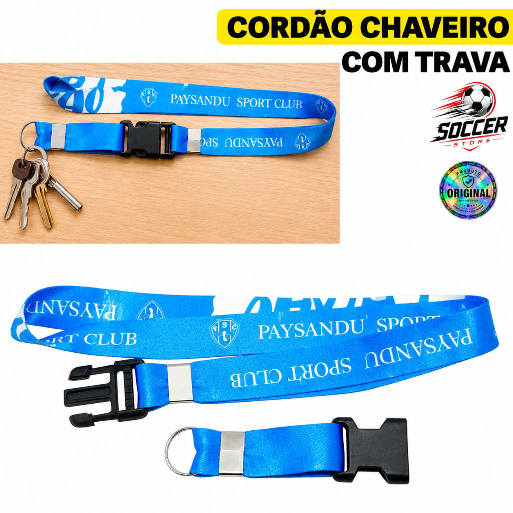 Cordão Chaveiro Paysandu Sport Club Lanyard Pescoço Oficial Original Trava Mochila Argola Presente
