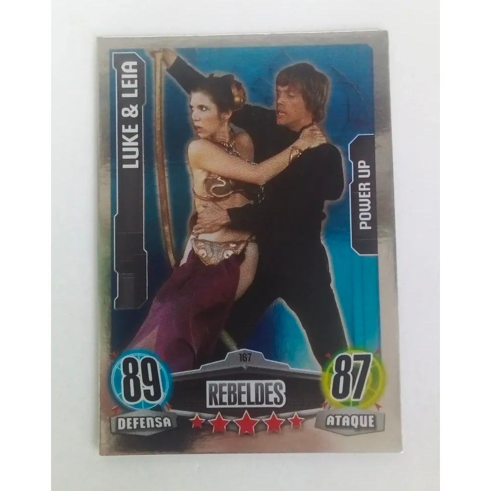 Card Princesa Leia e Luke Skywalker Star Wars Álbum Livro Force Attax brilhante