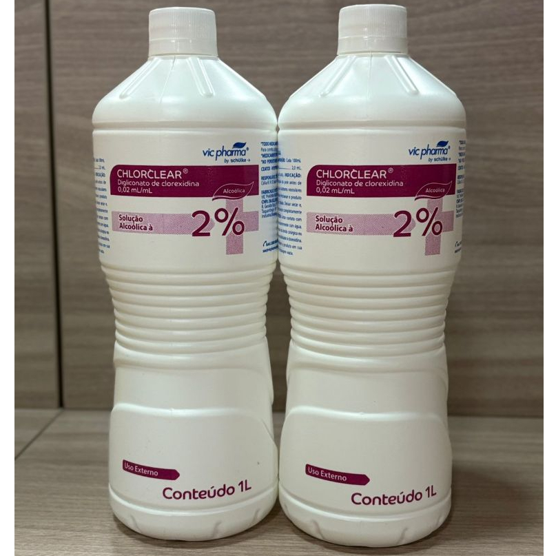 Kit com 2 Unidade Clorexidina Alcoólica Vic Pharma Antisséptico 2% 1 Litro