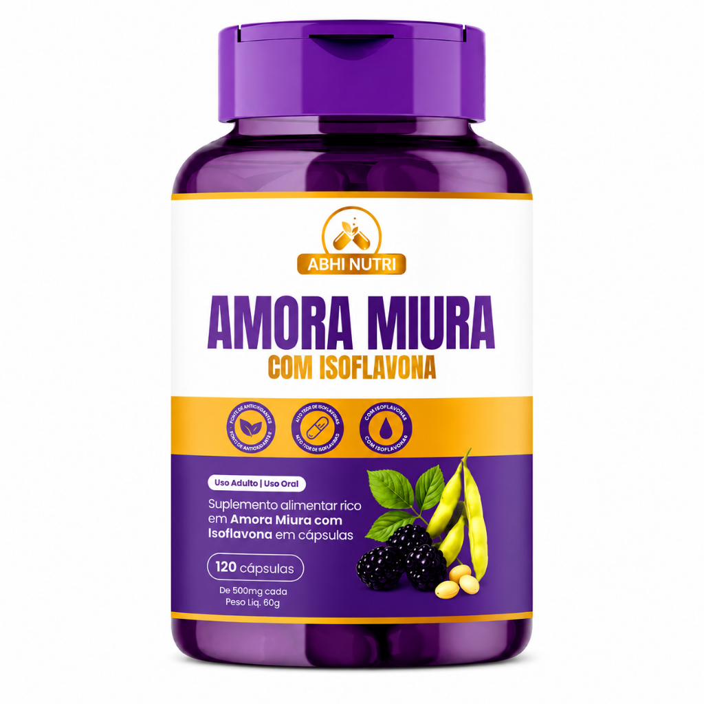 Abhi Nutri Amora Miura com Isoflavona 120 cápsulas 500mg | Menopausa | Equilíbrio Hormonal