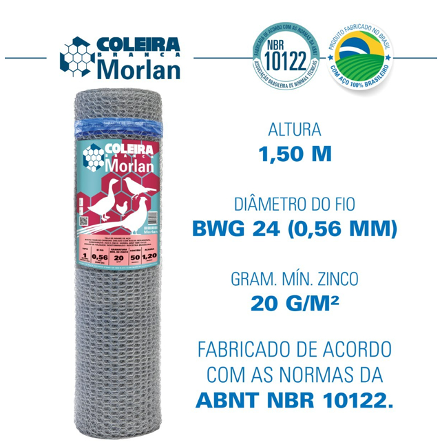 Tela Coleira Branca para Pinteiro 1x24x1,50m 50m