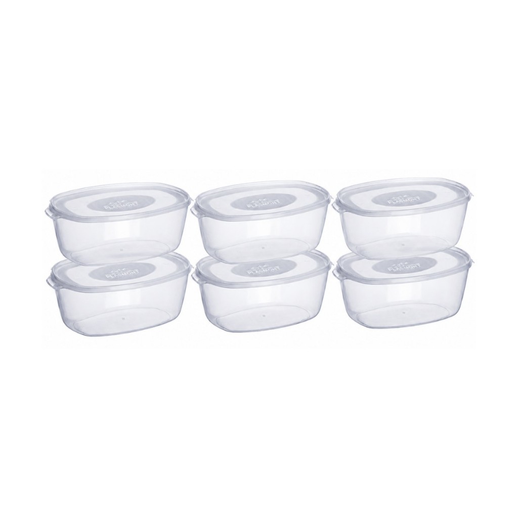 Kit 6 Potes Ovais Plástico Transparente 4 Litros Cozinha Mantimentos Alimentos Geladeira