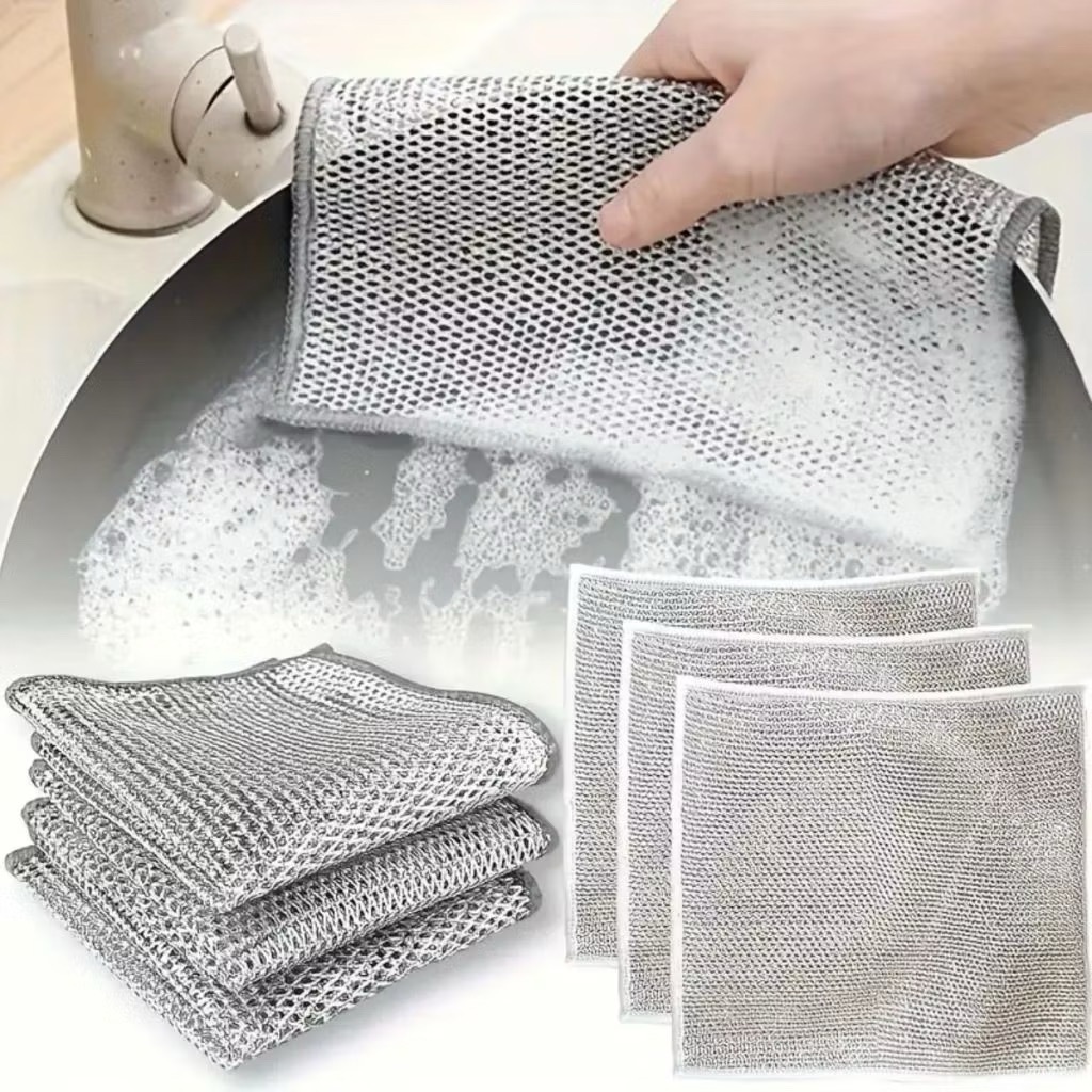 Kit 5/10/15/20 Panos De Limpeza Aço Premium Arear Panela Fogão Toalha Louça Tira Gordura Reutilizável
