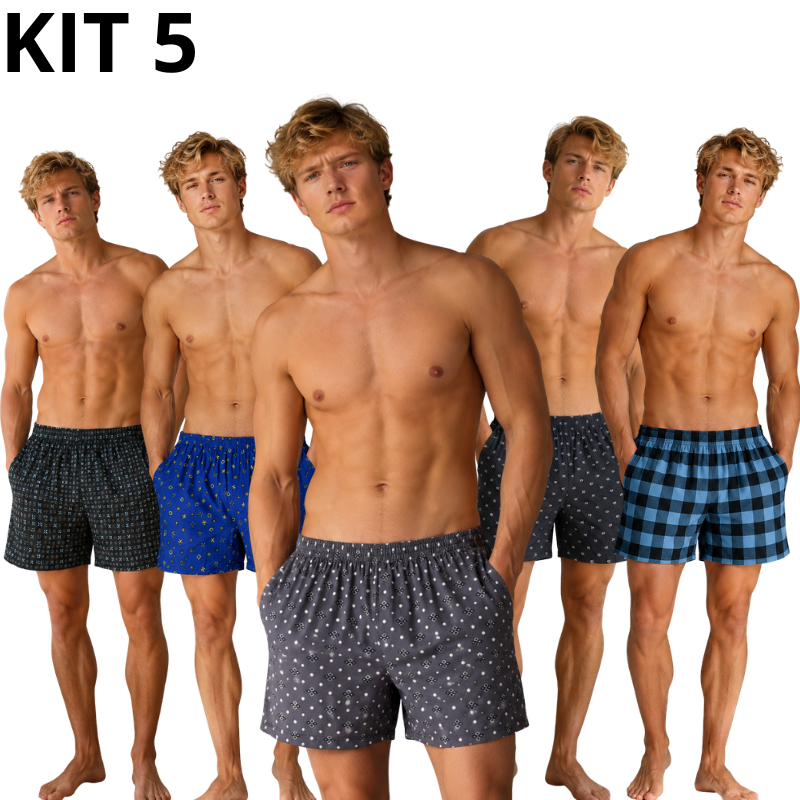 kit 5 Cueca Samba Canção Masculina Short Soltinho Liganete Geladinha Confortavel