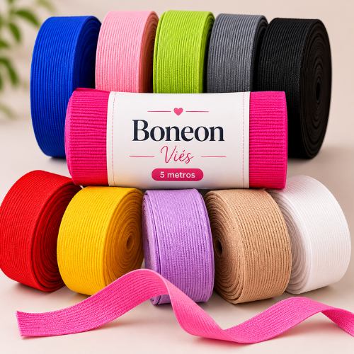 VIÉS BONEON 25mm com vinco – unidade com 5 metros acabamento para costura