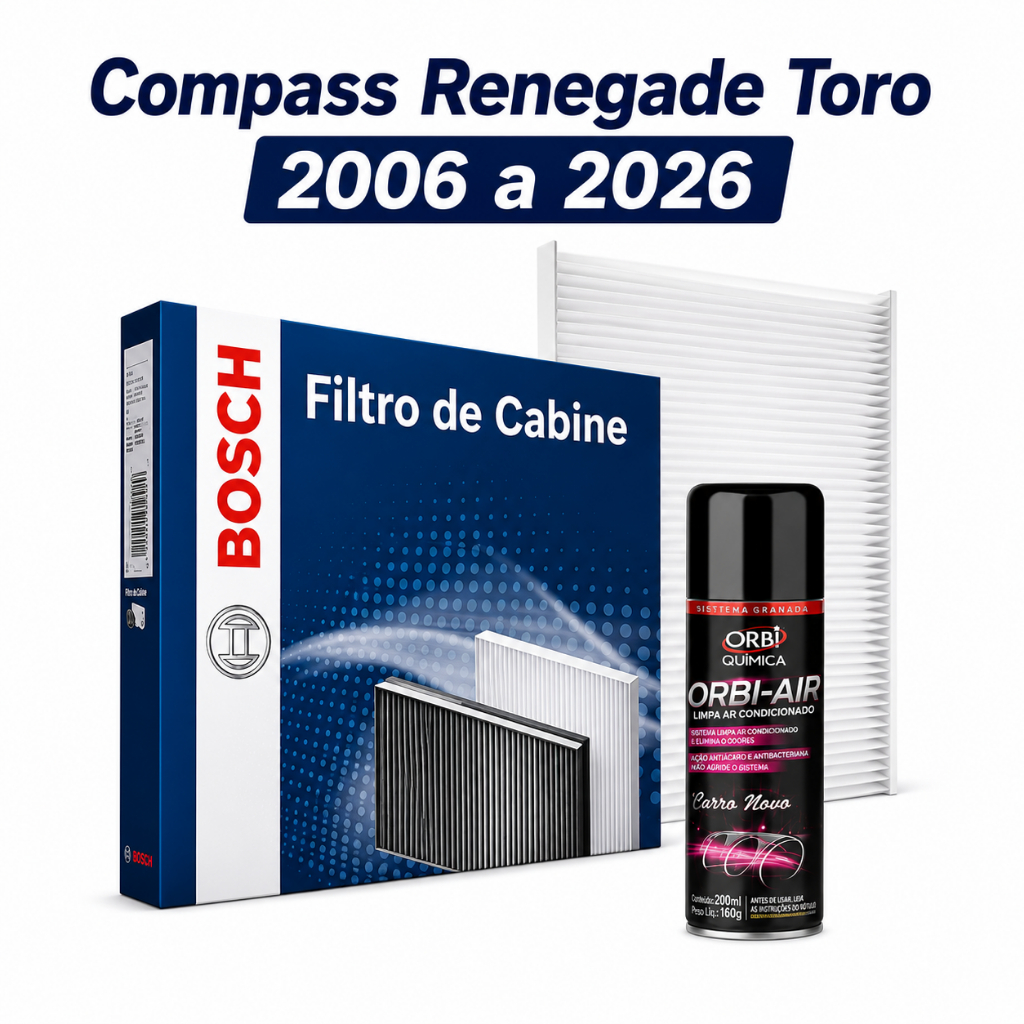 Filtro Ar Condicionado Compass Renegade Toro + Higienizador 2006 a 2026