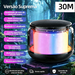 Alto-falante Bluetooth portátil com luz ambiente colorida, mini alto-falante, TWS estéreo