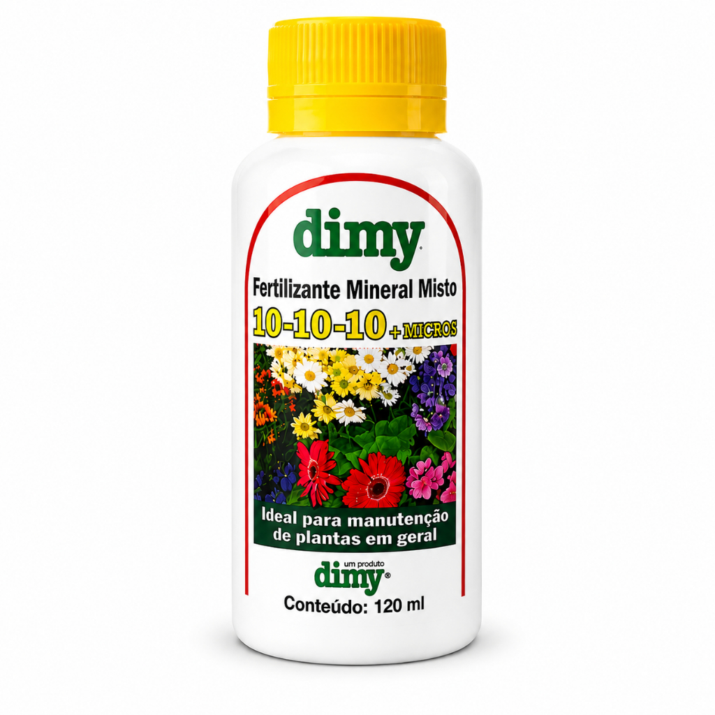 Adubo Fertilizante Mineral Misto 10-10-10 Dimy Micros 120ml Nutrição Completa para Plantas