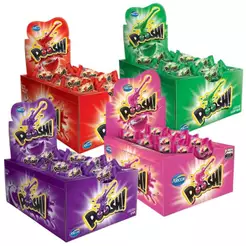 Kit com 4cx Chiclete Poosh 1 Morango, 1 Fruta, 1 Hortelã e 1 Uva c/40 - Arcor