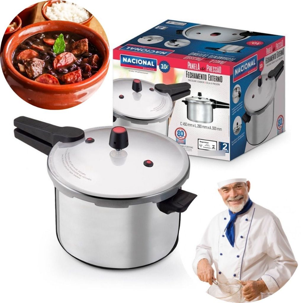 Panela De Pressão 10L Profissional Fechamento Externo Grande Industrial Feijão Feijoada