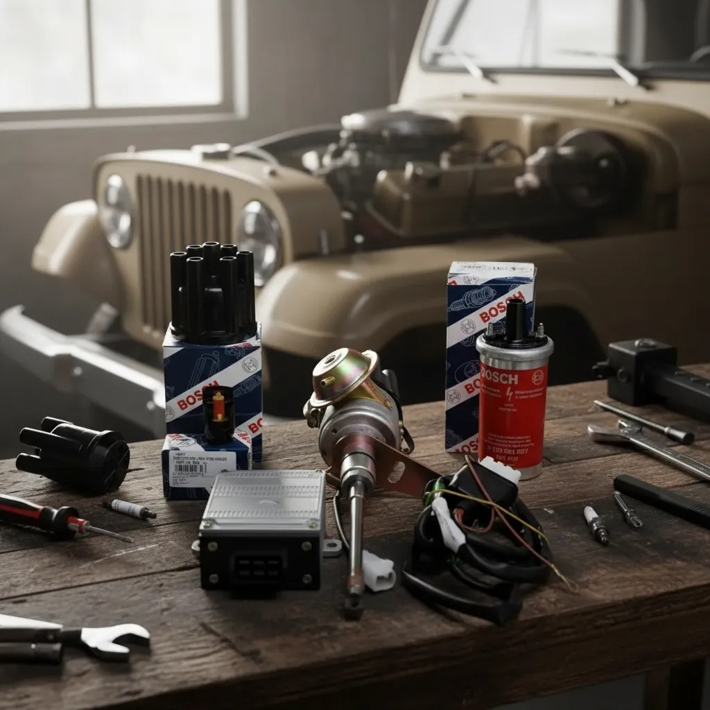 Kit Ignição Jeep 6cc Com Tampa, Rotor Bobina Bosch Original