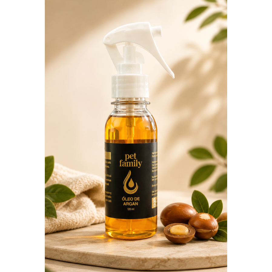 Detalhes do Óleo de Argan Vegano Pet Family para Cães e Gatos - Reparação e Hidratação dos Pelos - 120ml