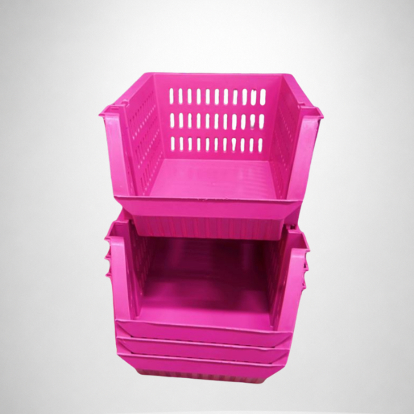 Kit 4 Caixas Bin Rosas Organizadoras Plásticas Empilháveis