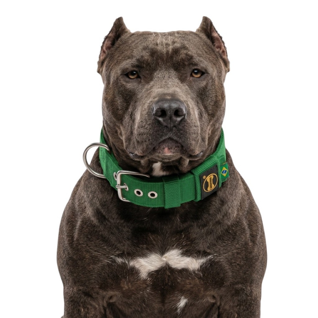 Coleira Pit Monster Cachorro Grande Porte Verde Adestramento Militar Pitbull Dobermann Rottweiler