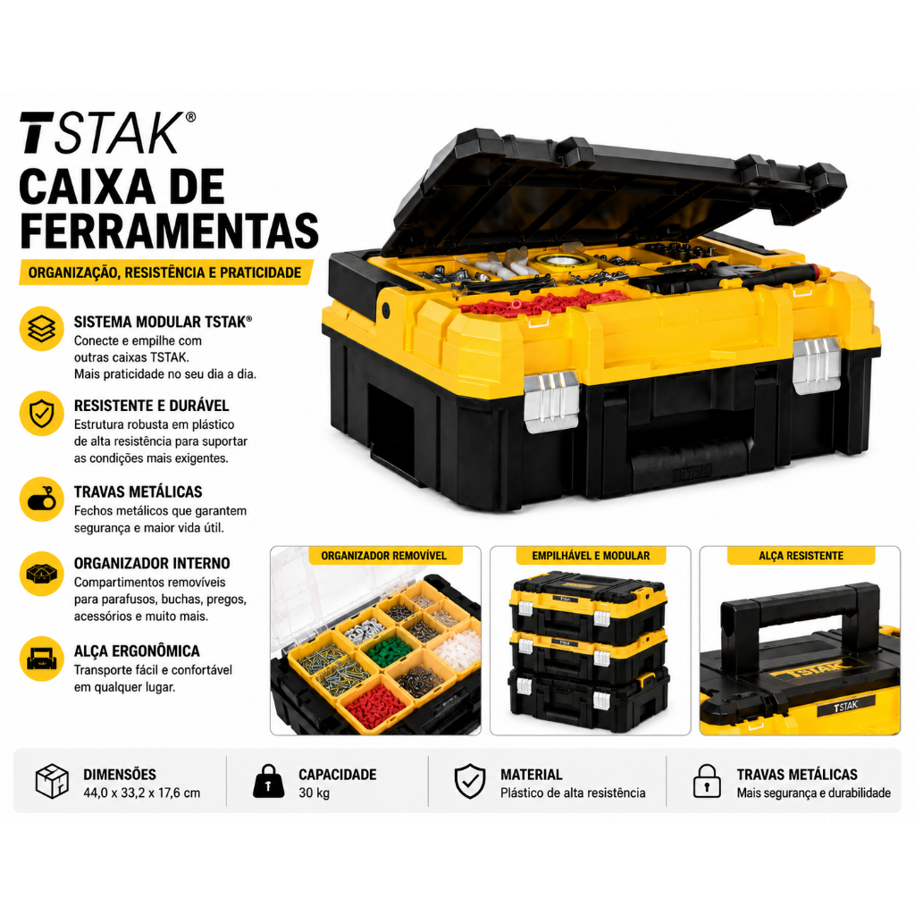 Caixa De Ferramentas Modular Dewalt Torre Móvel 3 Em 1 DWST60404 · foto 2