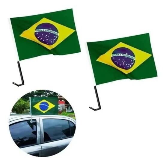 Bandeira Do Brasil Para Carro Com Haste 36x35cm Copa do Mundo