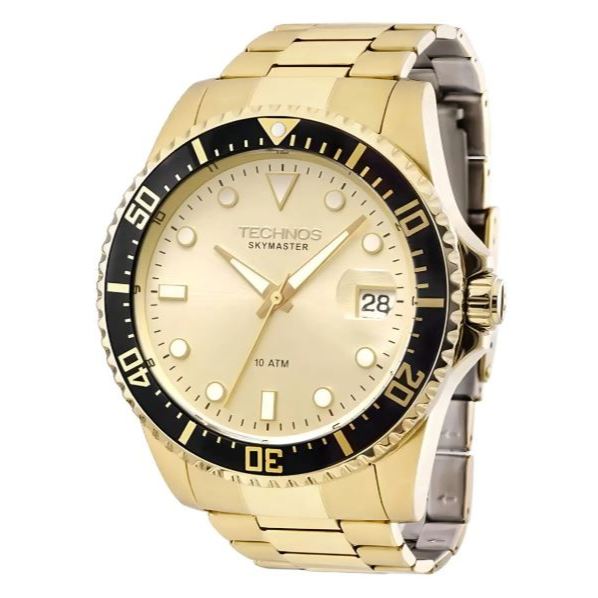 Relógio Technos Skymaster Masculino Aço Inoxidável Dourado 2415CE/4D