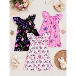 Kit 3 Vestidos Menina Infantil Casual Estampas Sortidas Moda Infantil CIGANINHA