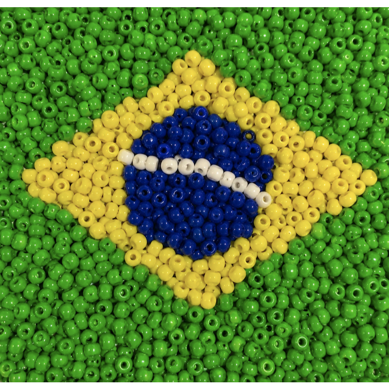 Até 1150 Peças Miçanga Vidro Pacote Brasil Verde Amarelo Azul Branco