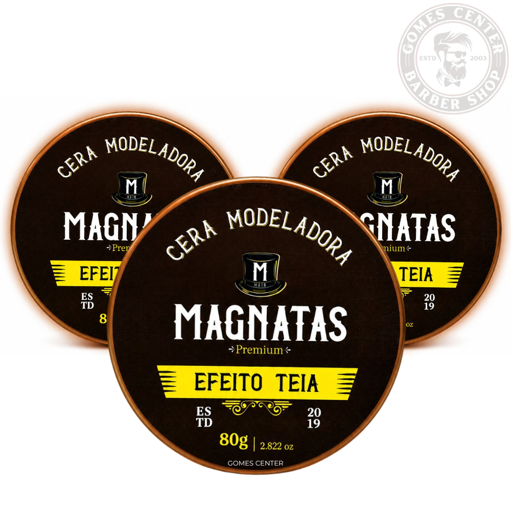 Pomada Cera Modeladora Efeito Teia Magnatas 80g Fixação Leve Efeito Memória Masculina
