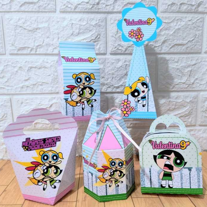 Kit Caixas Personalizadas para festas de aniversário, lembrancinhas AS MENINAS SUPER PODEROSAS - PEGUE E MONTE