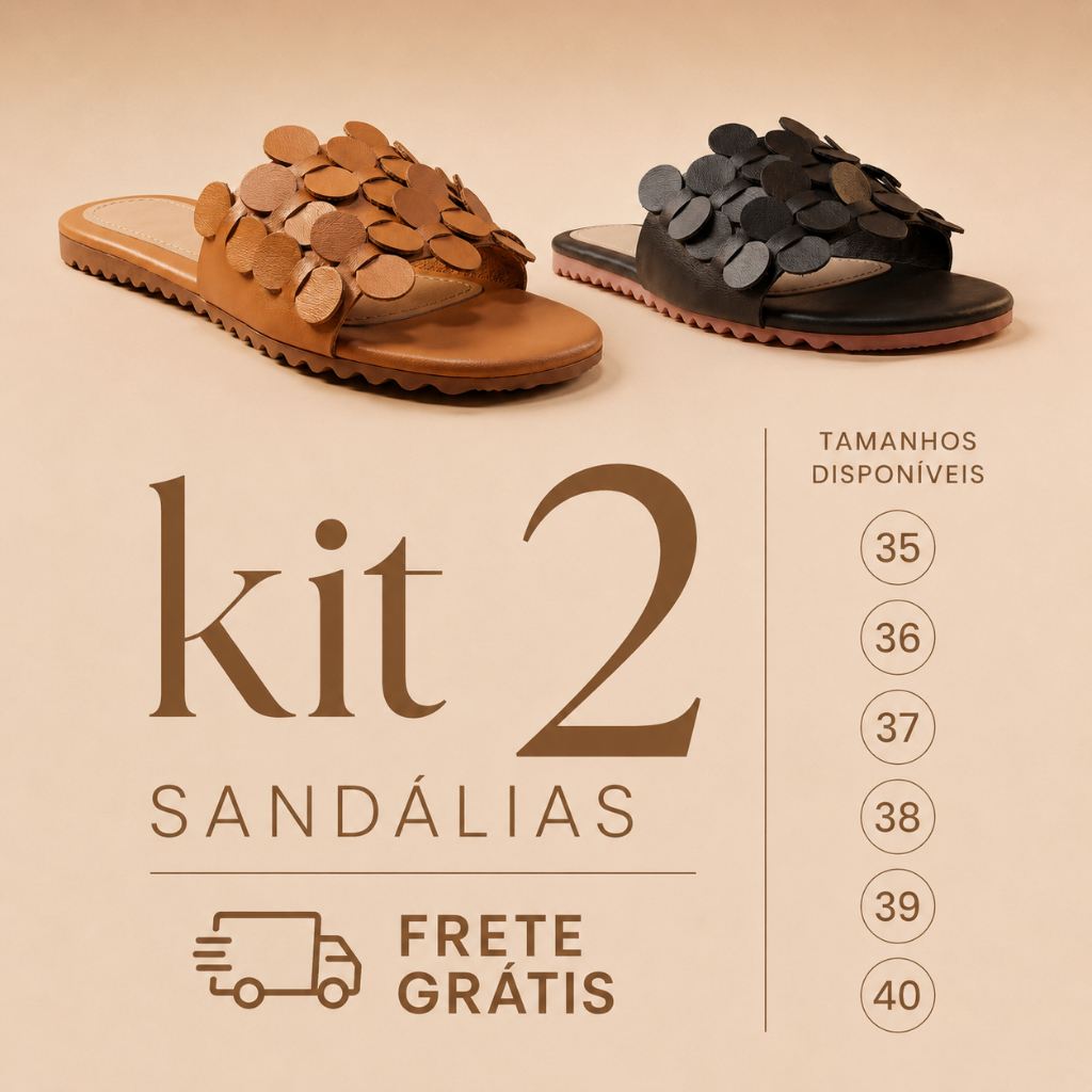Kit 2 Sandálias rasterinhas feminina Luxo Casual dia a dia Confortável Elegante antiderrapante