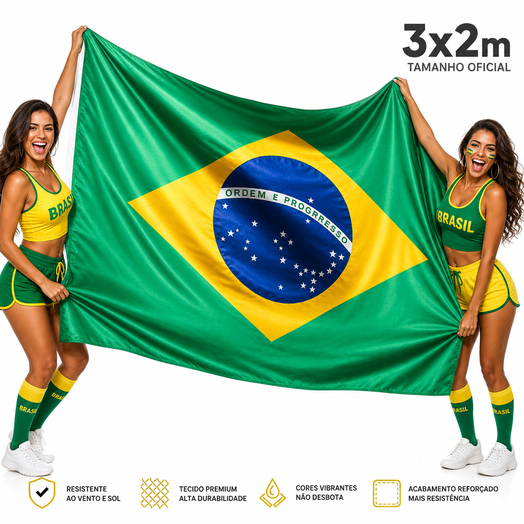 Bandeira Brasil Brasileira Grande 3x2 Metros Jogos Campeonato Torcida