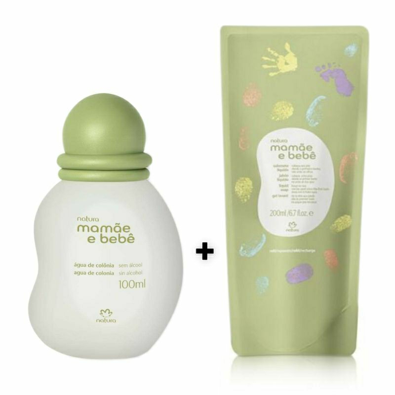 Kit Mamae e Bebê Clássico Água de Colônia 100ml + Refil Sabonete Líquido da Cabeça aos Pés 200ml Natura