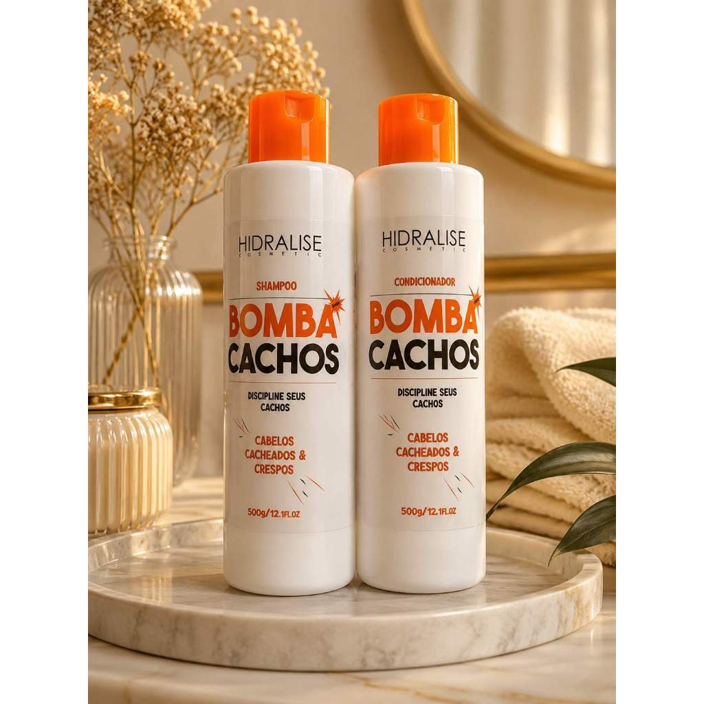 Kit Shampoo e Condicionador Bomba Cachos Hidralise 500ml Cachos Definidos Anti Frizz e Hidratação