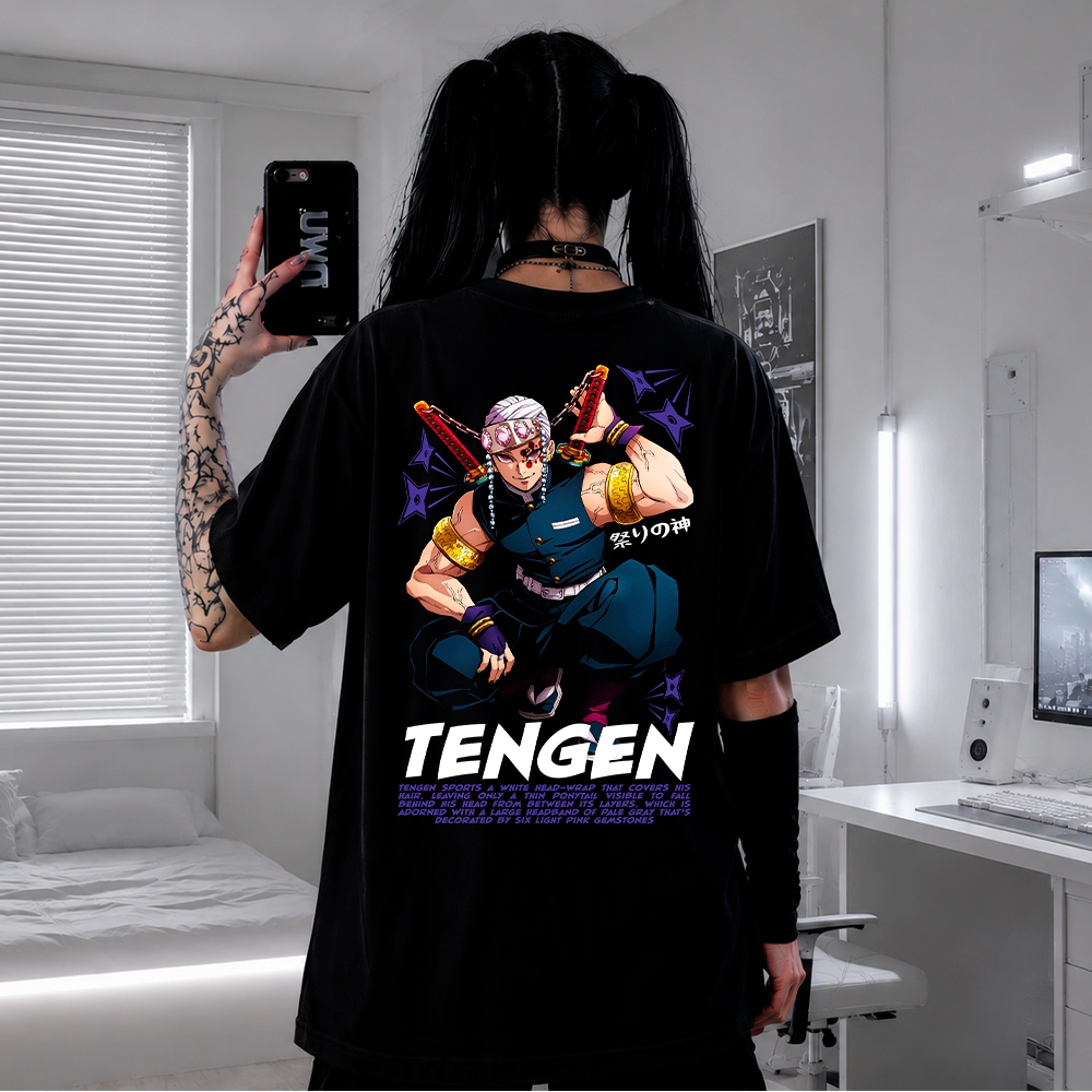 Camiseta Anime Demon Slayer Tengen Half Tone Oversized Premium Streetwear Academia Casual