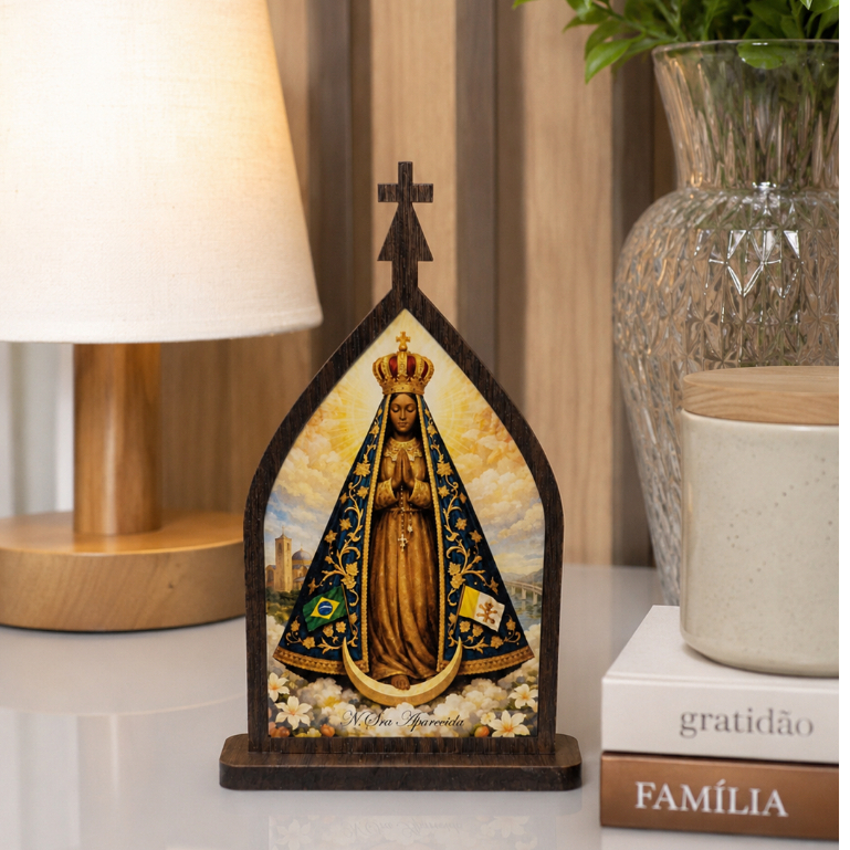 Oratório Capela 5 modelos 15cm MDF e Imagem Resinada | Decoração Casa Presente Católico Religioso Fé Proteção