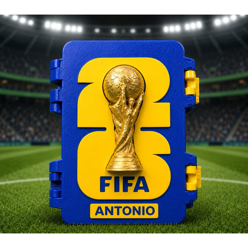 Caixa Porta Figurinhas álbum Copa do Mundo 2026 Taça Copa Mundo a personalizada com nome
