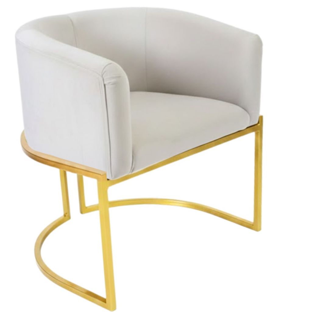 Detalhes do Kit 2 Poltronas De Base Ferro Dourada Cadeira Estrutura Meia Lua Tecido Veludo Para Salão Consultório Luxousa Luxo