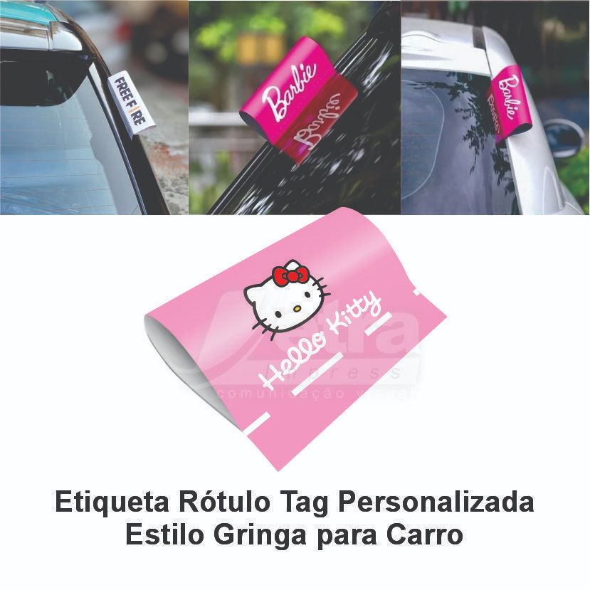 Etiqueta Rótulo/ Etiqueta Lavagem Hello Kitty de Lona Tag Car Personalizada Estilo Gringa para Carro