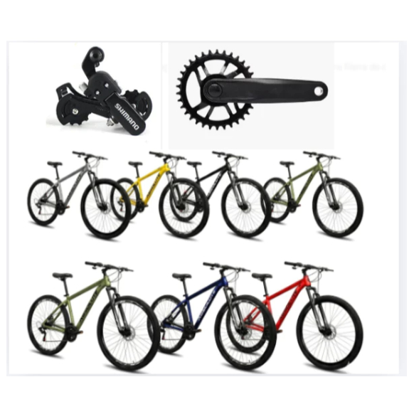 Bicicleta Nero 5 Aro 26 Aluminio Shimano 8v Cassete Suspensão Freio Disco Pedivela Coroa UnicoMTB K7