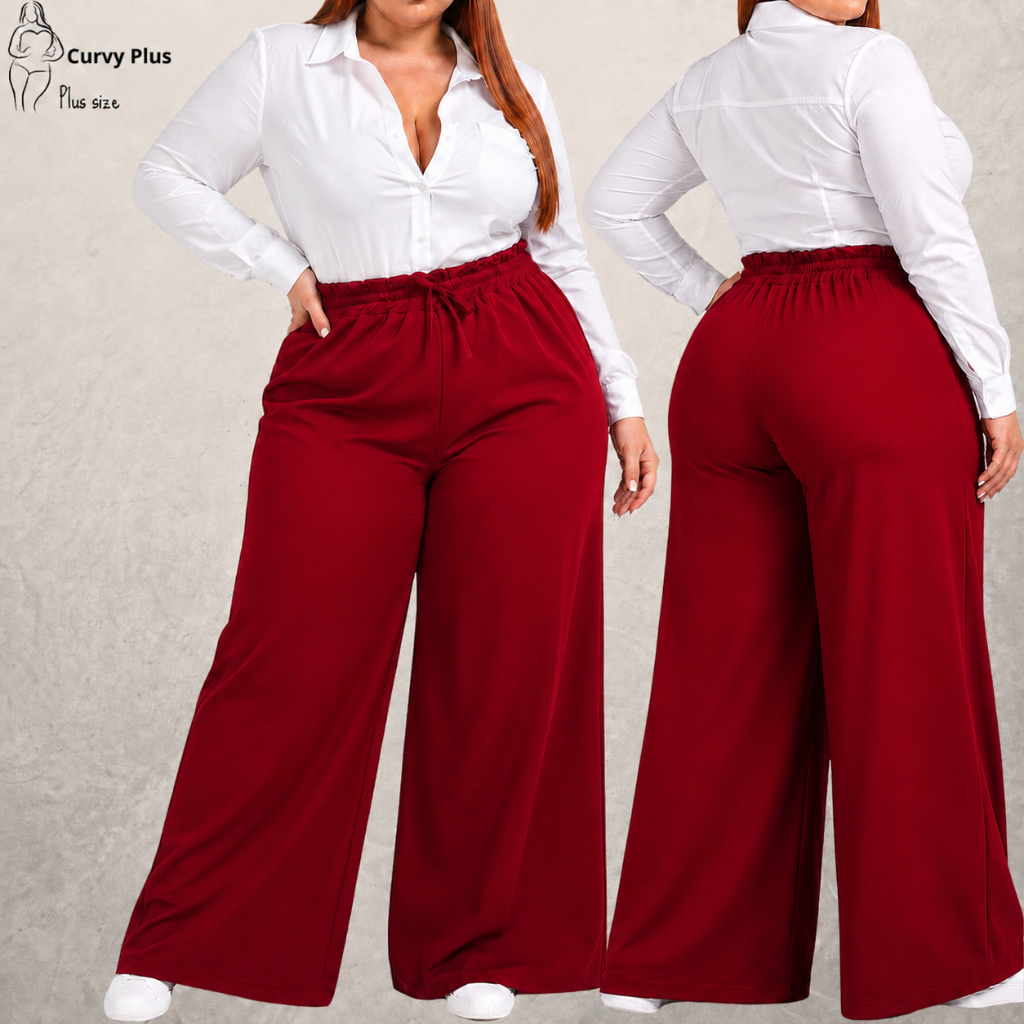 Calça Social Feminina Plus Size Pantalona Moda Inverno Verão Casual Festa Elegante Calça larga feminina Plus Size
