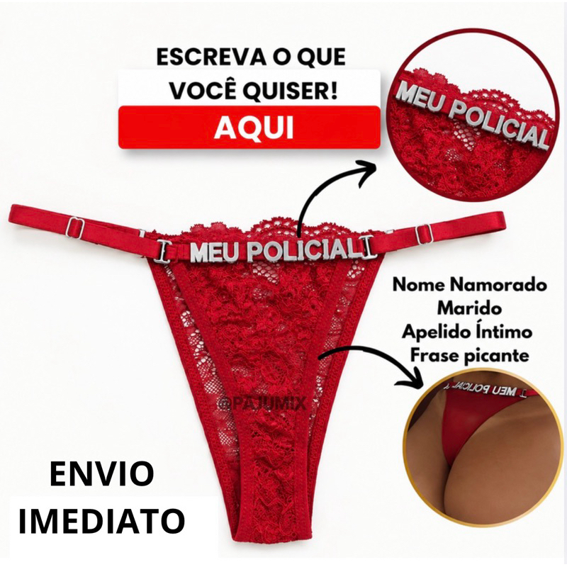 Detalhes do Tanga PersonalizadaCalcinhas Com Palavras Fio Dental Regulagem Lateral Lingerie Renda Frases Letras Em Strass
