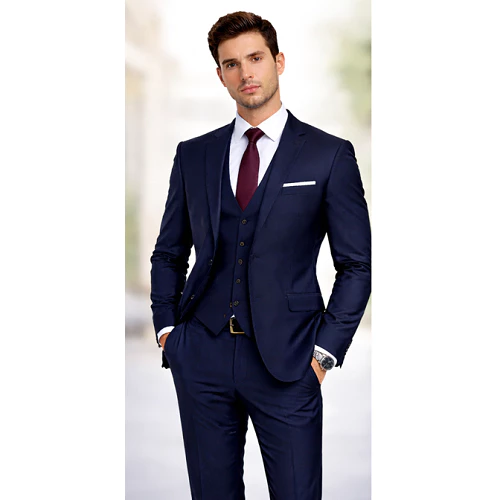 Terno Marinho Masculino Oxford Slim Fit Completo Paletó e Calça Social Casamento Formatura Executivo