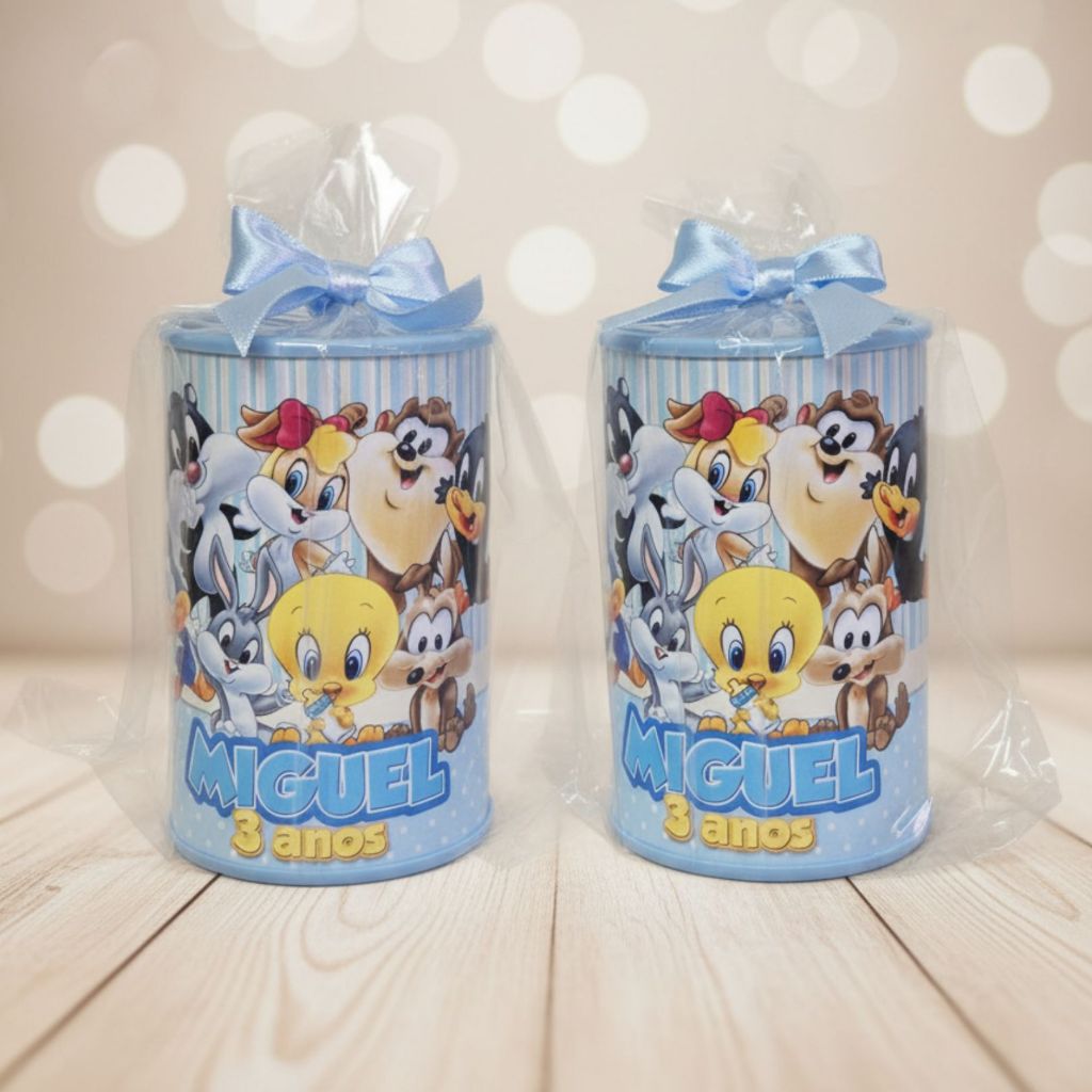 Cofrinho Personalizado Embalagem, TAG e Laço | Lembrancinha Festa Infantil | FAZEMOS TODOS OS TEMAS